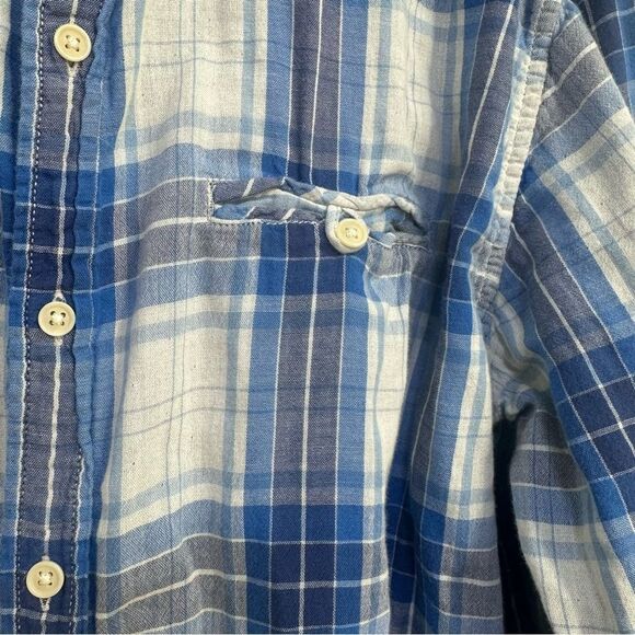 Lucky Brand Mens' Size. XL Blue and White Plaid L/S Button Down Shirt - Picture 5 of 9